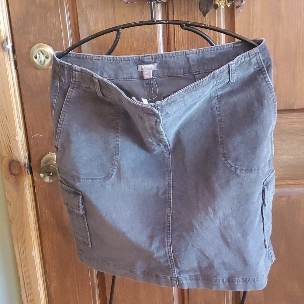 J. Jill Stretch Washed Walnut Corduroy Cargo Sz. 12 Skirt